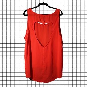 Red Sheer Top With Heart Cut-Out Back